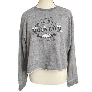 Madewell Gray 3D Clouds Big Sky Mountain Cropped Sweatshirt L